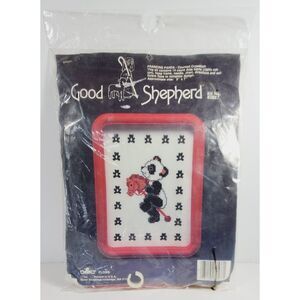 New Vtg Good Shepherd Brand Prancing Panda Cross Stitch Kit with Frame 5x7"
